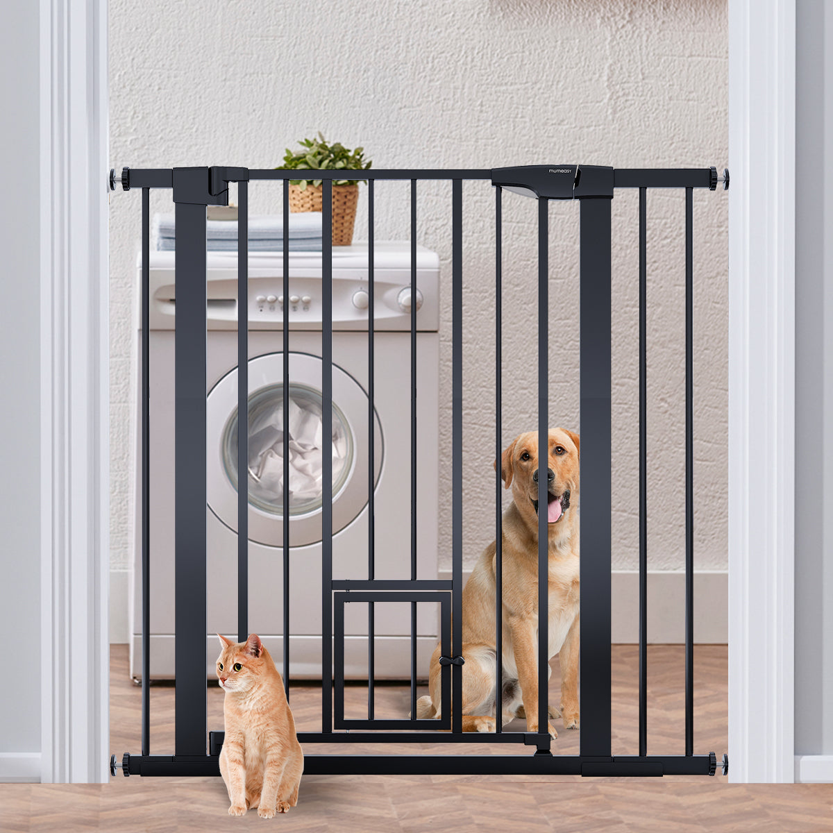 DG01 36" Extra Tall, with Cat Door, Fit 29.6-40.5",Black